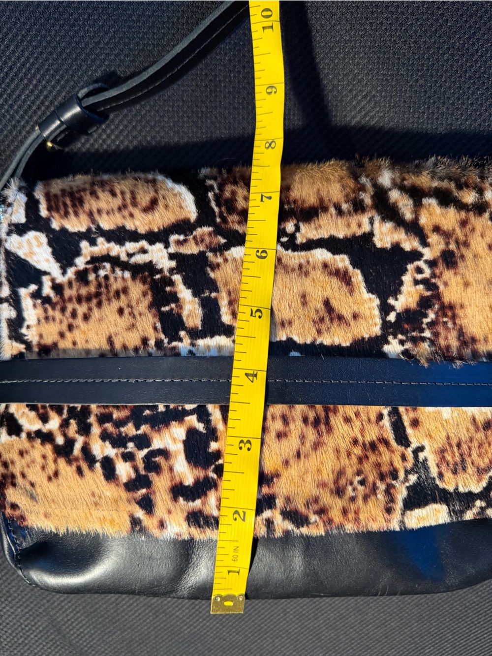 RARE Clare V. Snakeskin Pony Hair Leather Crossbody Bag - Picture 8 of 11